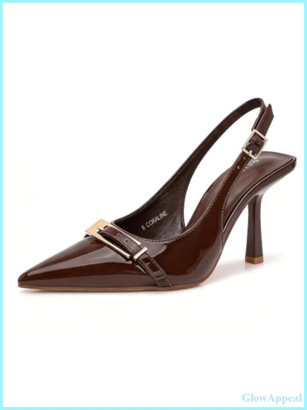 Patent Leather Slingback Kitten Heels Pointed Toe Pumps